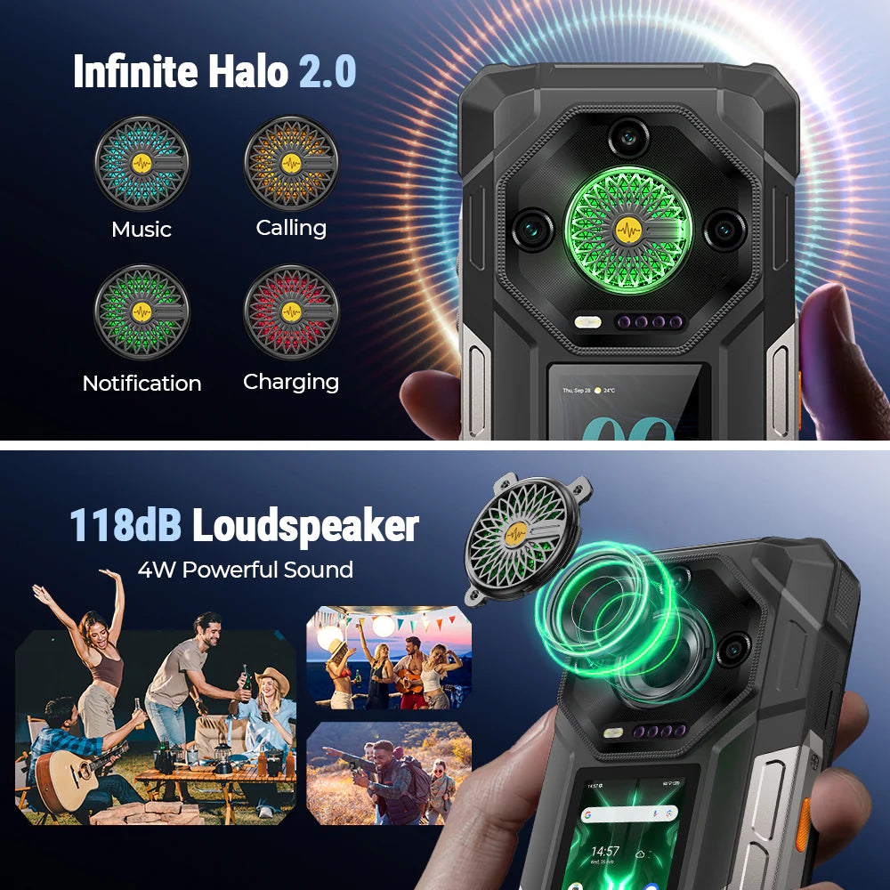 Ulefone Armor 33 4G Rugged Phone with 1100LM Camping Light, 25500mAh Battery 66W Fast Charge, 6.95" FHD+ IP68 Waterproof, 12GB+512GB Android 15, 50MP Camera, NFC